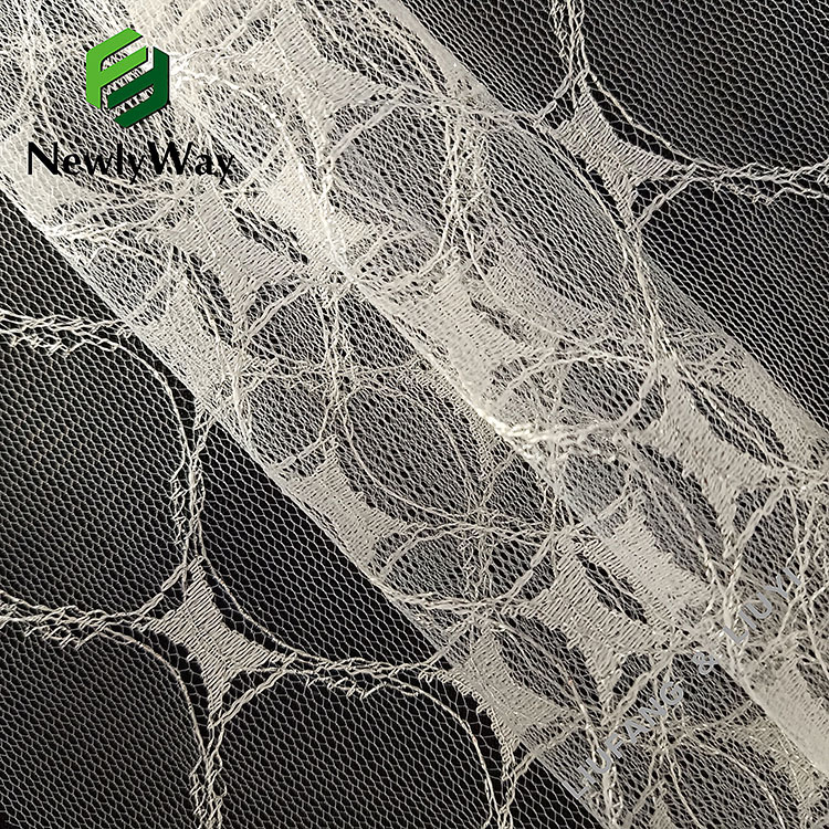 Warp knitted nylon sliver thread tulle lace trim lesela bakeng sa lisebelisoa tsa seaparo-13