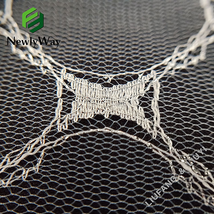 warp knitted nylon sliver thread tulle lace trim nga tela para sa mga accessories sa garment-2