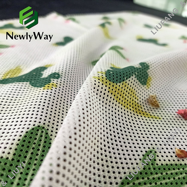 Printed Nylon Stretch Spandex White Netted Mesh Cloth Fabric for Baby's Cloth-5