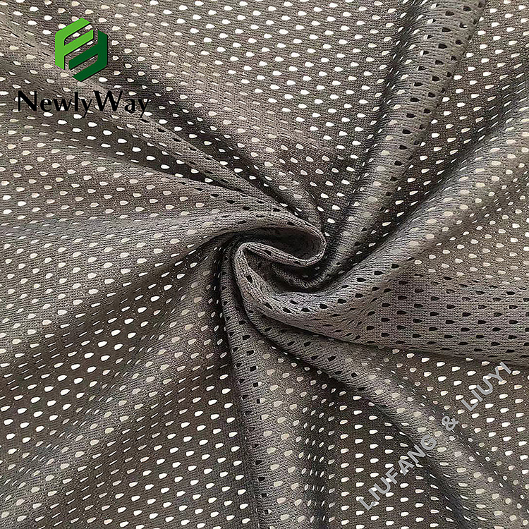 Black low elastic 50D polyester fiber mesh knit fabric for lining-13