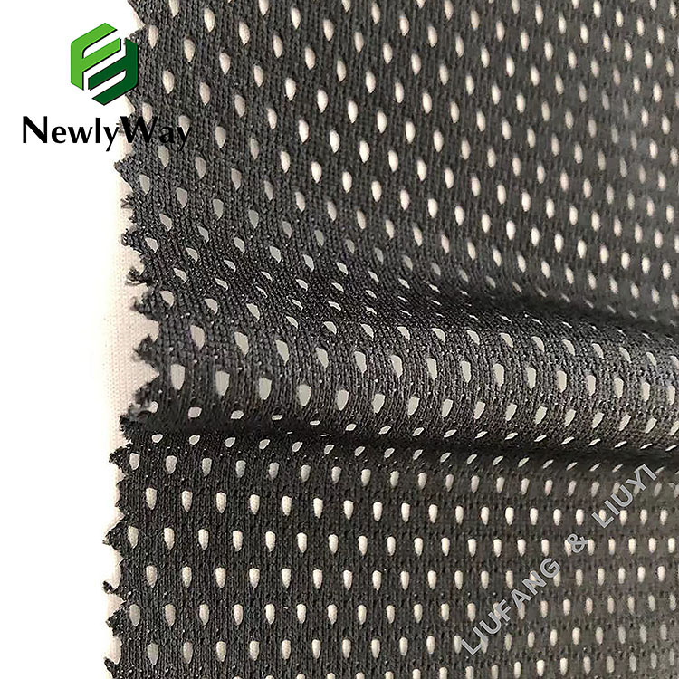Black low elastic 50D polyester fiber mesh knit fabric for lining-14