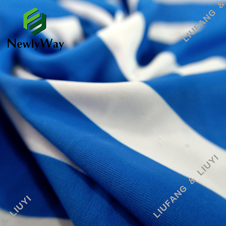 Blue Stripes Printed Nylon Spandex 4 Way Stretch Knit Fabric for Swimwear and speedo-4