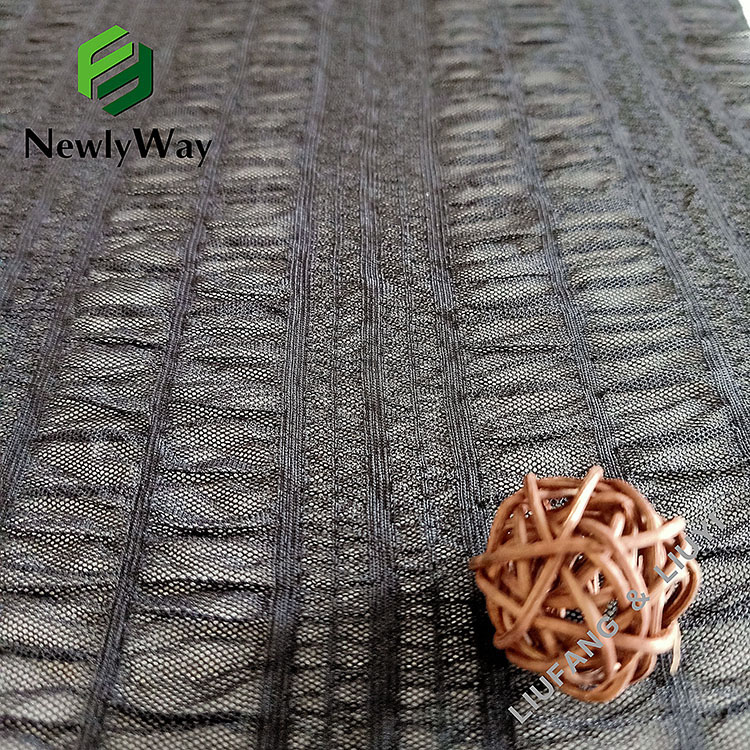 Elastic black knit mesh spandex nylon  jacquard fabric for lady's voile sleeves-10