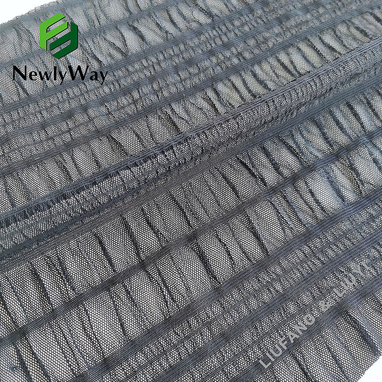 Elastic black knit mesh spandex nylon  jacquard fabric for lady's voile sleeves-6
