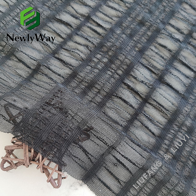 Elastic black knit mesh spandex nylon  jacquard fabric for lady's voile sleeves-8