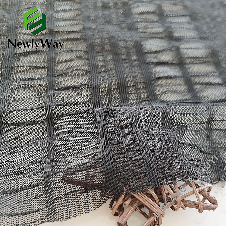 Elastic black knit mesh spandex nylon  jacquard fabric for lady's voile sleeves-9