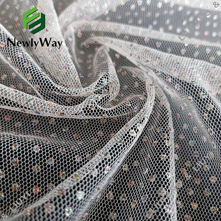 Fashion and simple coloured glitter tulle polyester mesh lace fabric for skirts-15