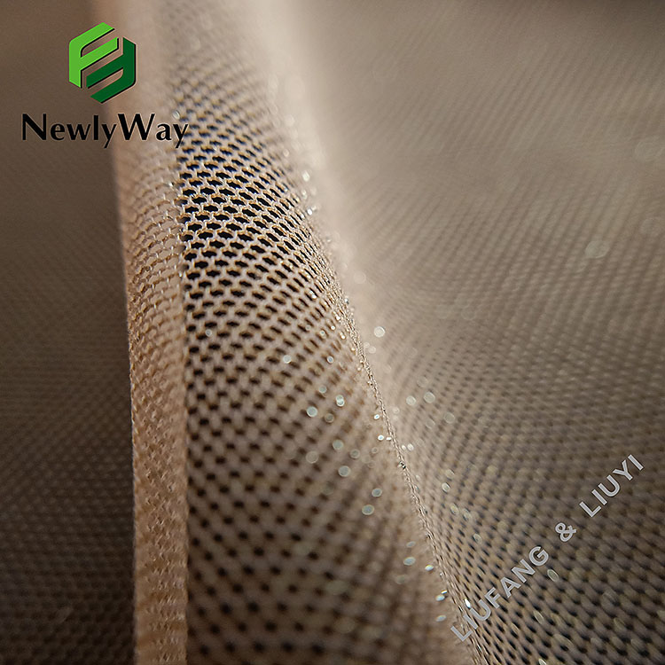 High Quality Anti-Static Gold Thread Nylon Net Tulle Mesh Fabric for Gowns-13