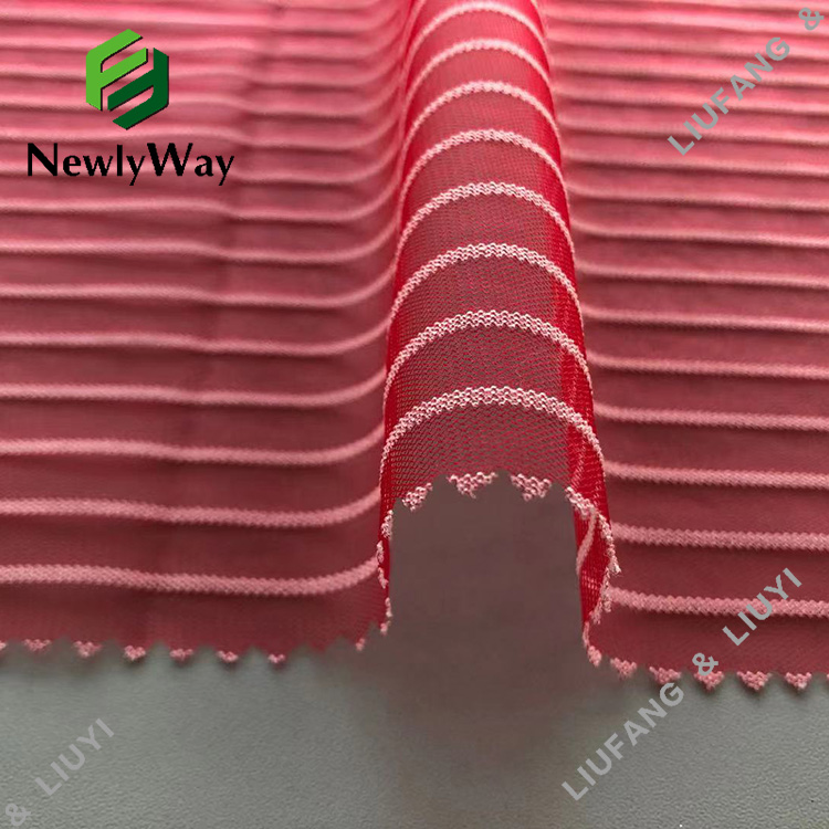 Lastest Design Nylon Polyester Blend Stripe Mesh Net Tulle Fabric for Fashion Clothing-14