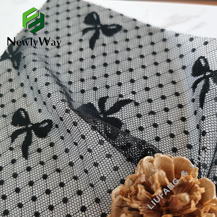 Linking woven bows black knit spandex nylon mesh fabric for clothing-10