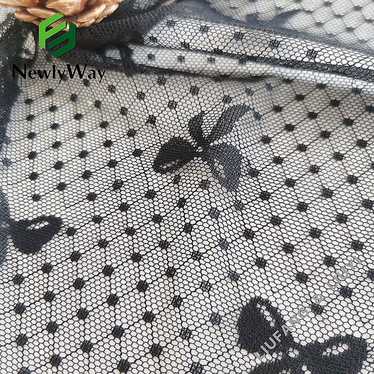 Linking woven bows black knit spandex nylon mesh fabric for clothing-5
