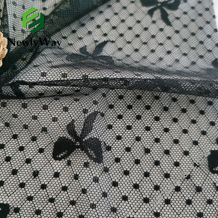 Linking woven bows black knit spandex nylon mesh fabric for clothing-8