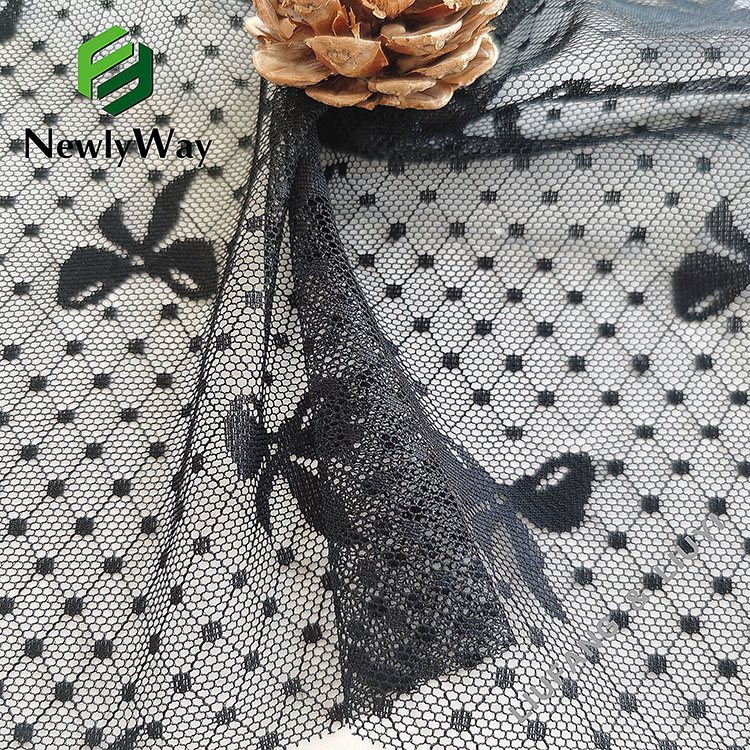 Linking woven bows black knit spandex nylon mesh fabric for clothing-9