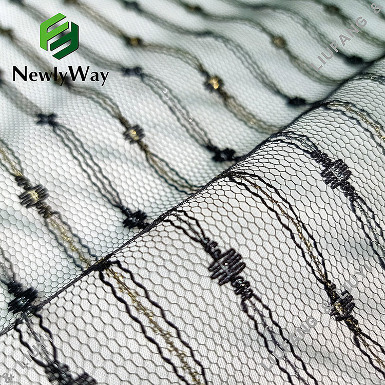 Manufacturer nylon metallic fiber mesh knit tulle fabric for  bridal veil accessories-23