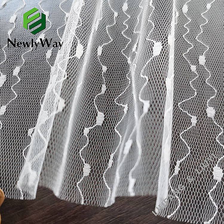 Manufacturer warp knitted dotted waves tulle mesh netting fabric for bridal lace-21