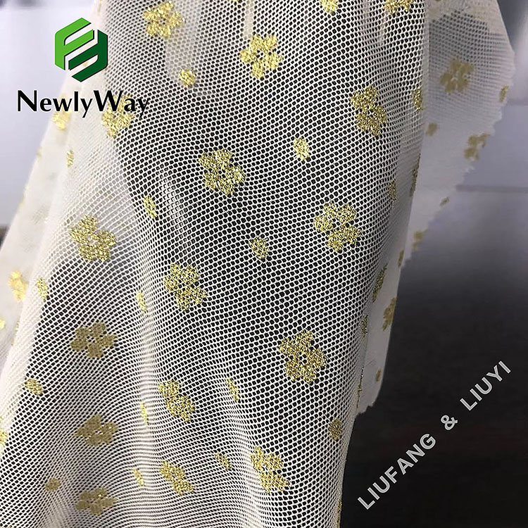 Nylon spandex stretch warp knitted flower lace white tulle mesh fabric for wedding dresses-14