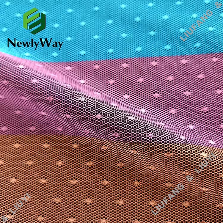 Polka Dot Rainbow Tulle Printed Mesh Lace Fabric for Garment-1