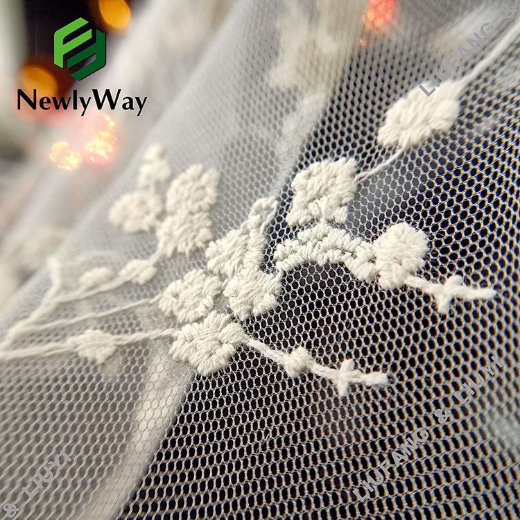 Popular Chinese Flower Pattern Embroidered Nylon Tulle Mesh Lace Fabric for Dress-7