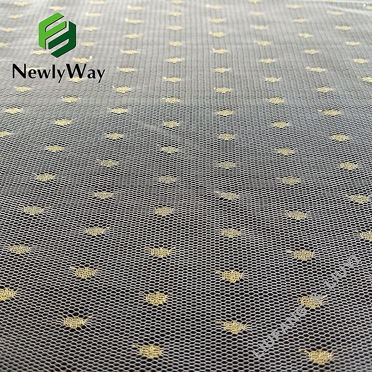 Popular flash nylon gold fiber tulle  mesh knit fabric for bridal veil-1