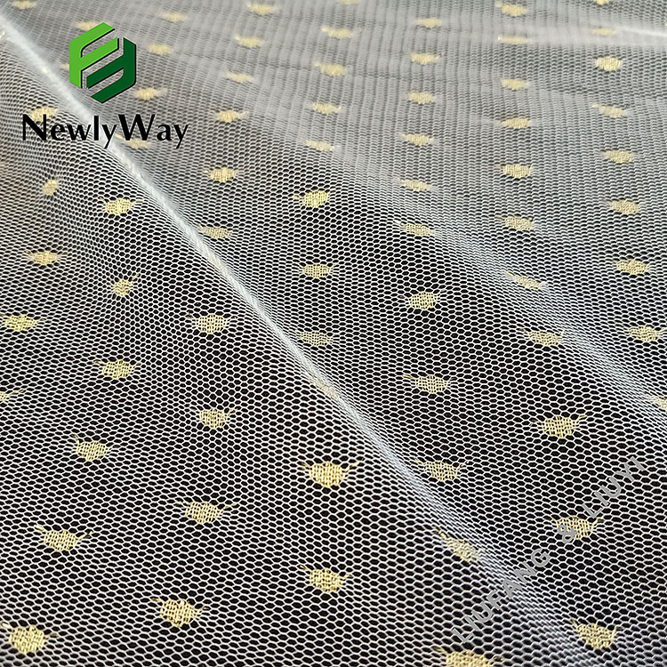 Popular flash nylon gold fiber tulle  mesh knit fabric for bridal veil-4
