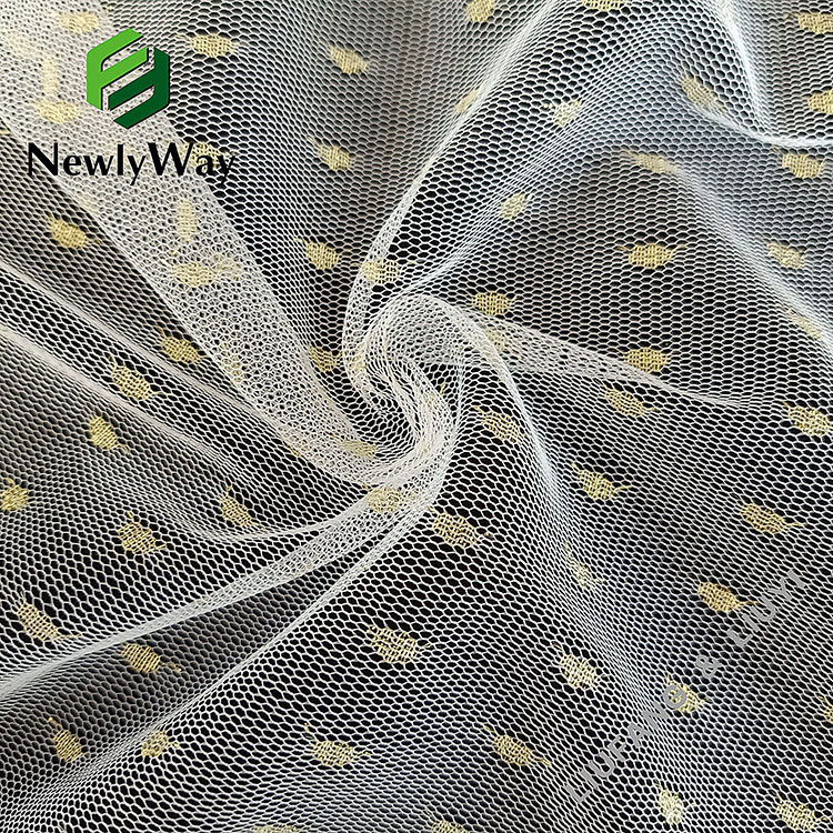 Popular flash nylon gold fiber tulle  mesh knit fabric for bridal veil-6