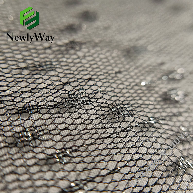 Sheer nylon sliver thread mesh netting knit voile lace border material for bridal veil-15