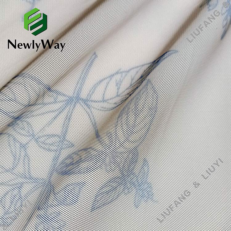 Simplicity flower design printed polyester tulle mesh lace fabric for dresses-23