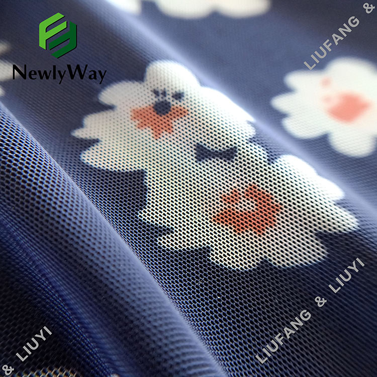 Soft Printed Nylon Spandex Mesh Flower Lace Fabric for BraClose-fitting Top-4