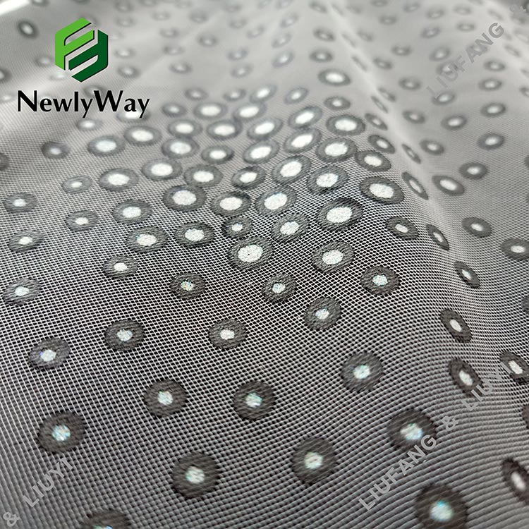 Special printed polka dot foil and glitter nylon tulle mesh lace fabric for clothing-11