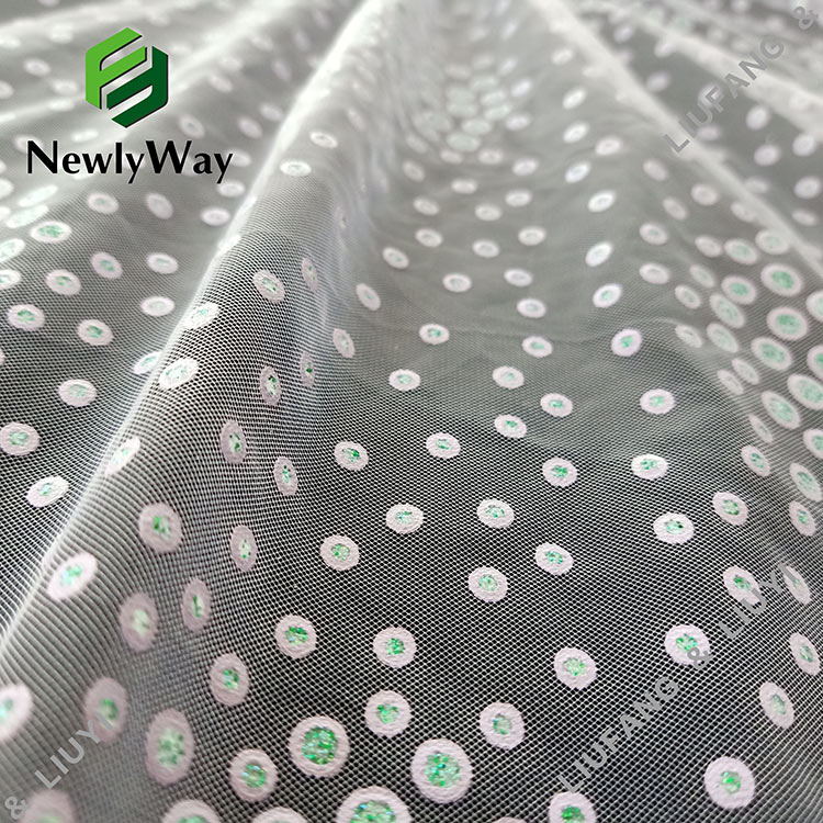 Special printed polka dot foil and glitter nylon tulle mesh lace fabric for clothing-13