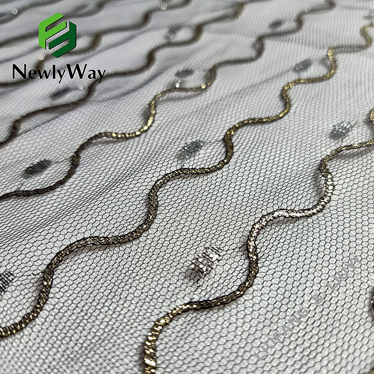 Super quality nylon metallic thread tulle mesh knit fabric for wedding  accessories-12
