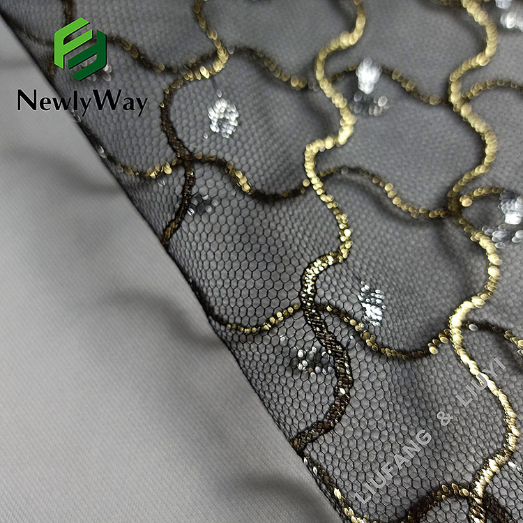 Super quality nylon metallic thread tulle mesh knit fabric for wedding  accessories-14