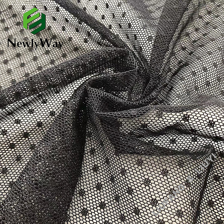 Super thin nylon spandex warp knitted polka dot white tulle mesh fabric for skirts-16
