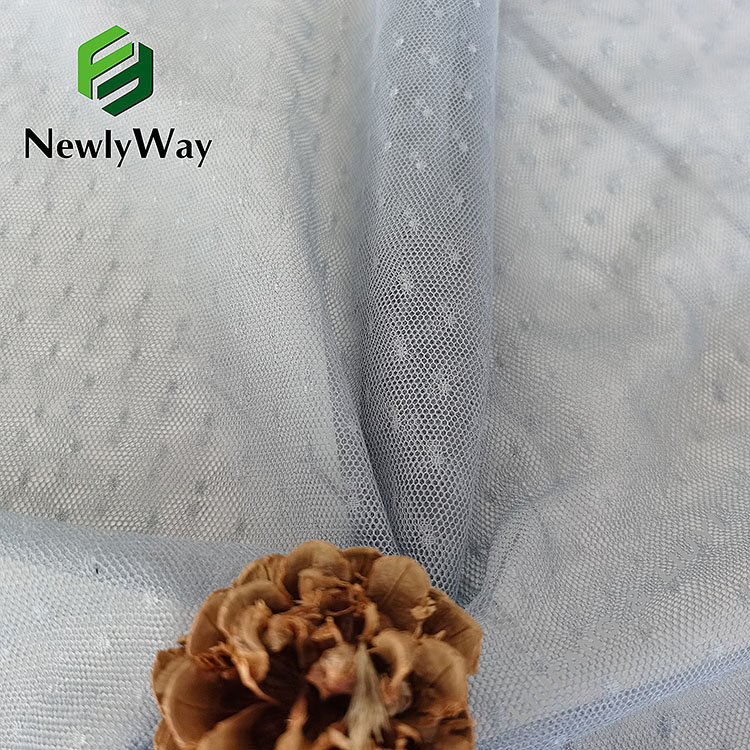 Ultramodern small polka dot polyester mesh white tulle warp knitted fabric for bridal veiling-14