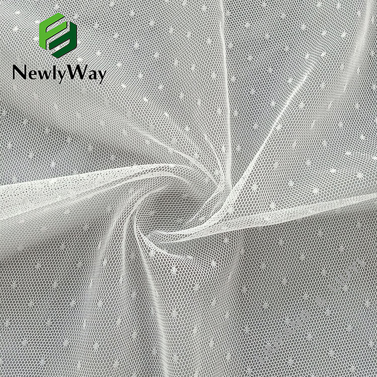 Ultramodern small polka dot polyester mesh white tulle warp knitted fabric for bridal veiling-17