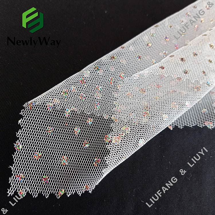 Various Colors Glitter White Tulle Polyester Mesh Lace Fabric for Fashion Clothes-6