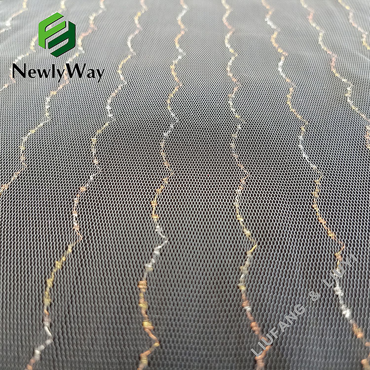 Wholesale metallic yarns nylon mesh knit tulle fabric for accessories-2