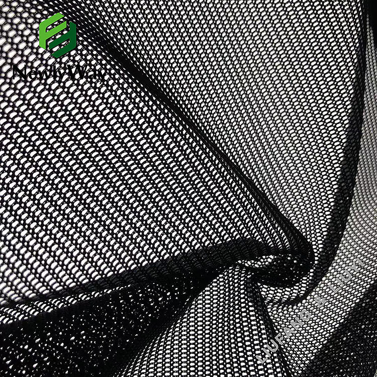 Wholesale polyester spandex square grid mesh warp knitted fabric for clothing-14