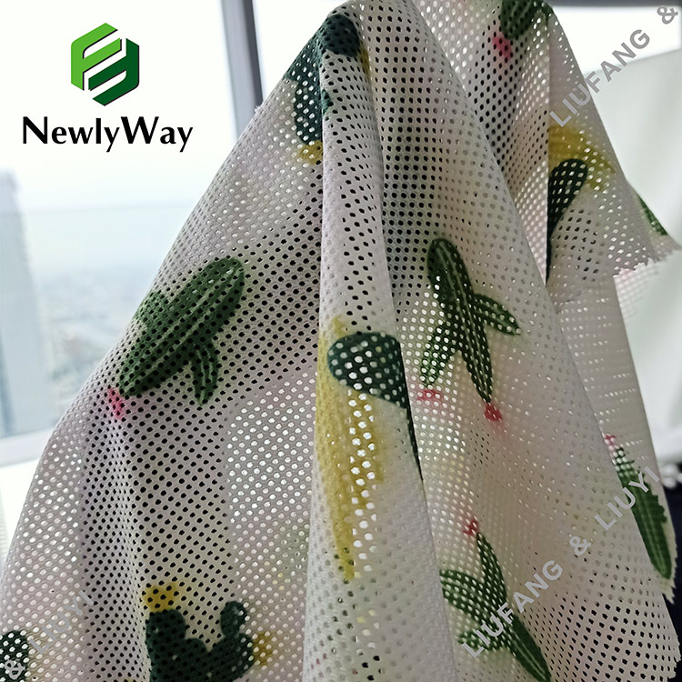 Printed Nylon Stretch Spandex White Netted Mesh Cloth Fabric for Baby's Cloth-7