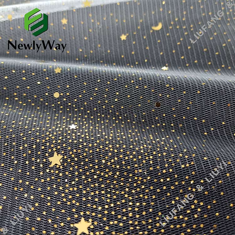 exquisite sequin star and glitter tulle polyester mesh lace fabric for evening gown-12