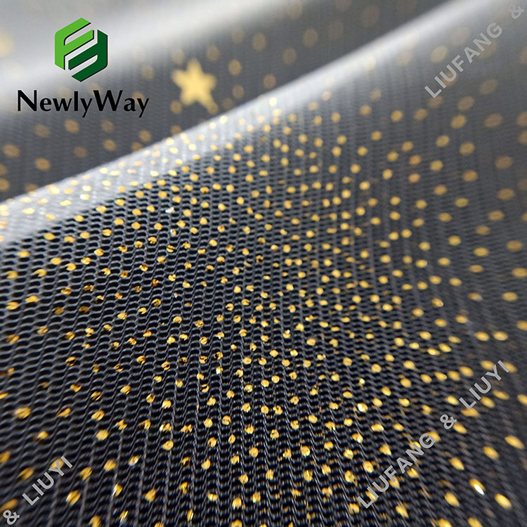 exquisite sequin star and glitter tulle polyester mesh lace fabric for evening gown-13