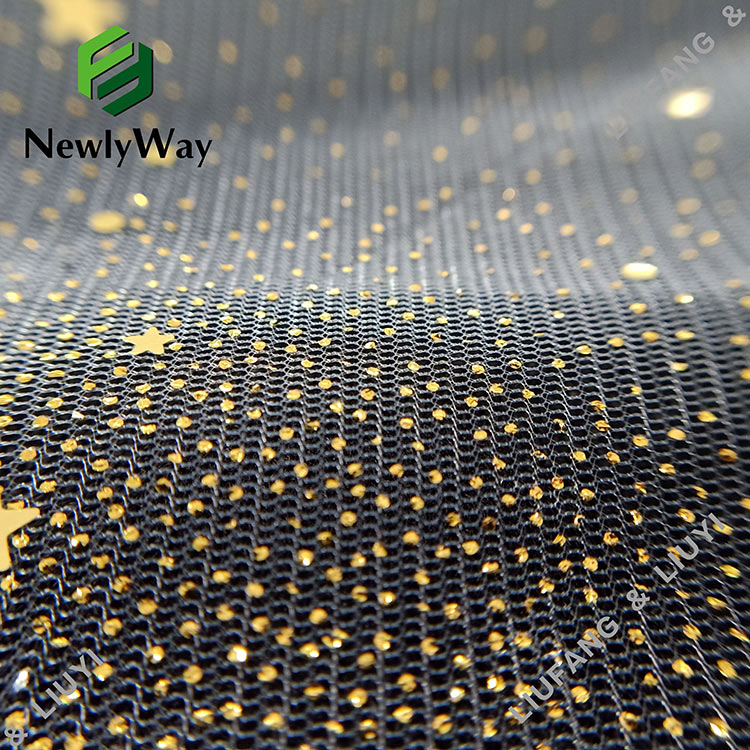 exquisite sequin star and glitter tulle polyester mesh lace fabric for evening gown-153