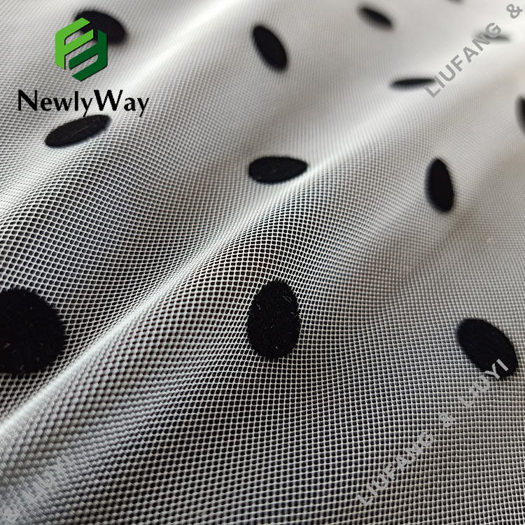 nylon big black polka dot flocking tulle fabric for the skirts-12