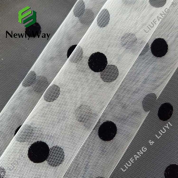 nylon big black polka dot flocking tulle fabric for the skirts-14