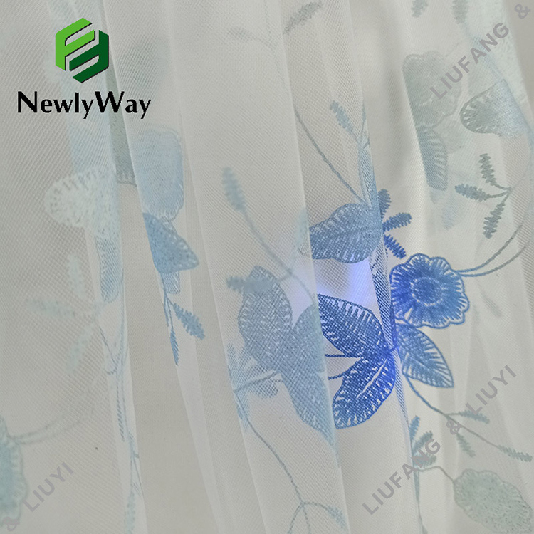 printed foil nylon net flower lace tulle fabric for dersses-3