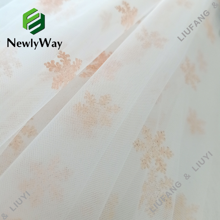snowflake pattern sheer white nylon tulle for children's skirts-3
