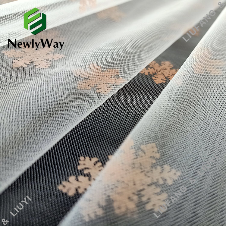 snowflake pattern sheer white nylon tulle for children's skirts-4