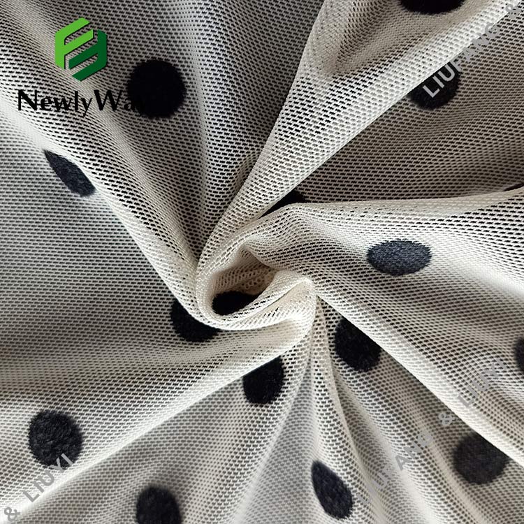 spandex flocking big black polka dot tulle fabric for garments-12