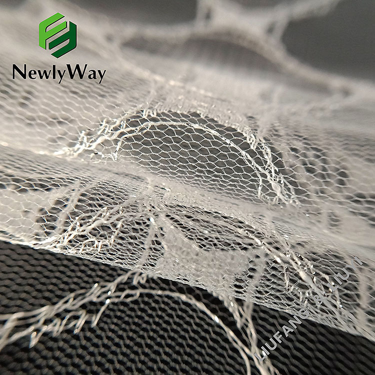 warp knitted nylon sliver thread tulle lace trim fabric for garment's accessories-14